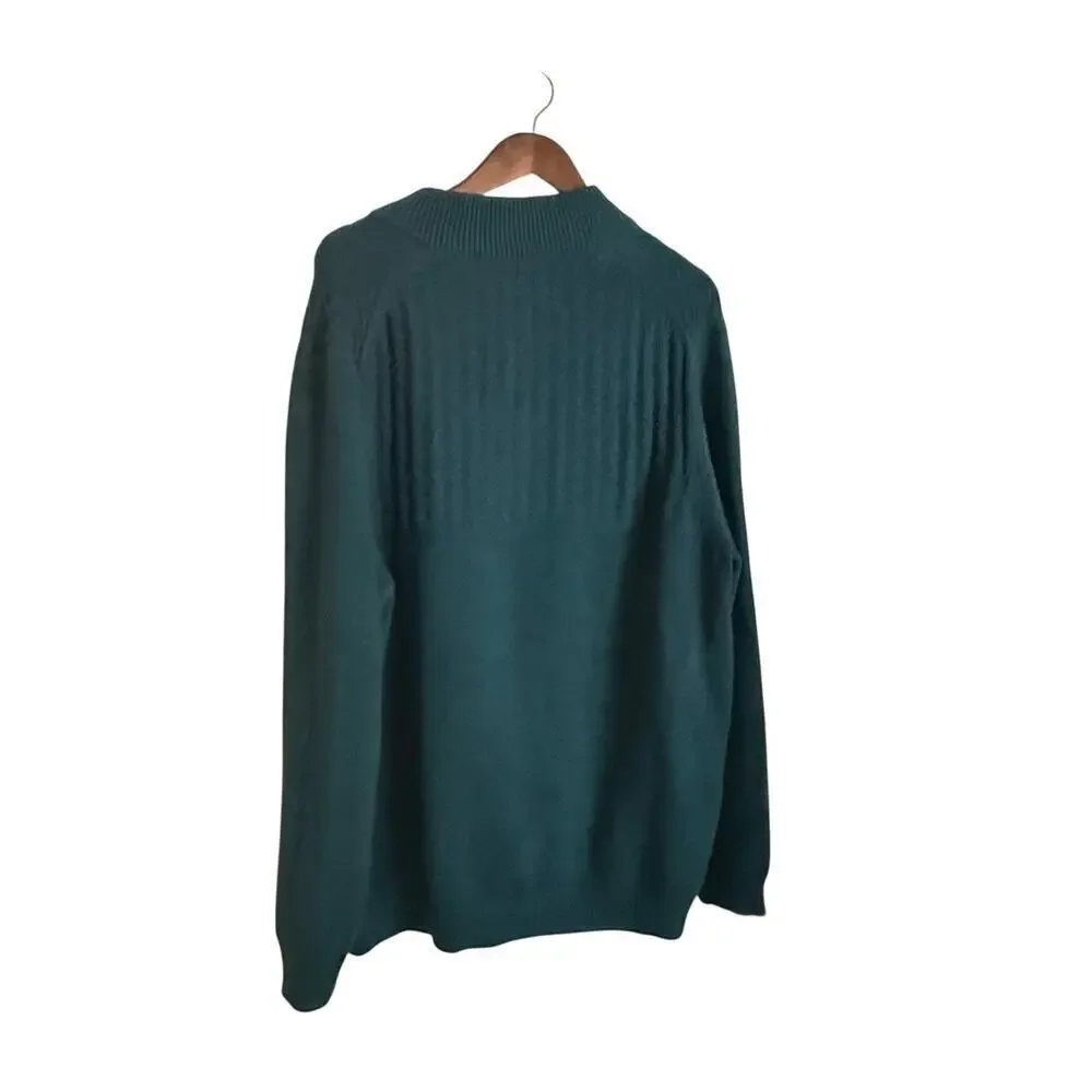 Tommy Bahama Men’s XL Blue Mock Neck Cotton Blend Sweater Pullover Button Knit